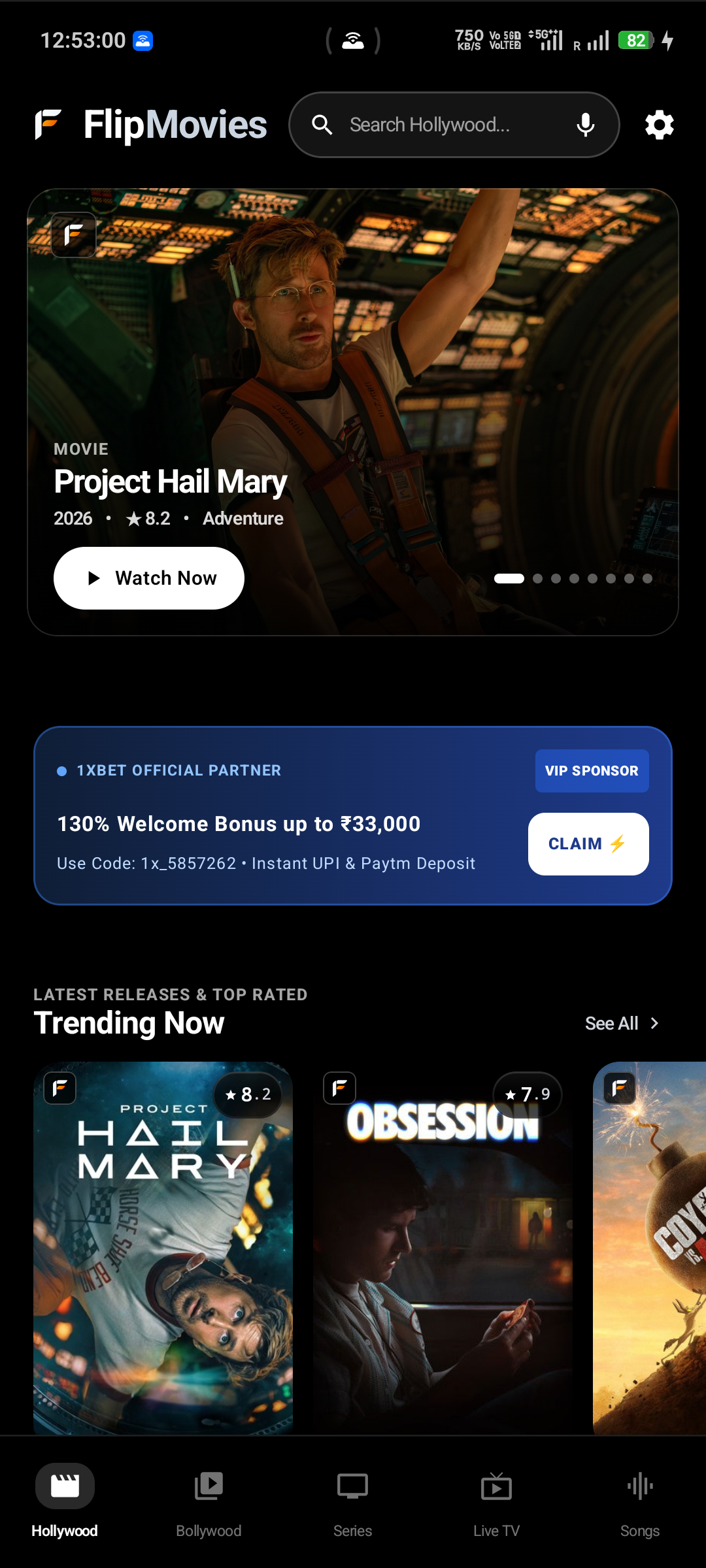 FlipMovies App Interface